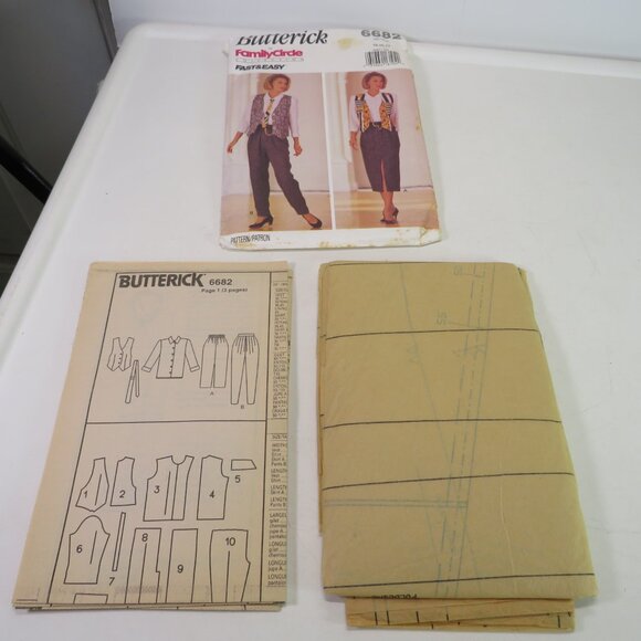 butterick 6682 vest, necktie, shirt, pants, skirt UNCUT EASY sewing pattern - Picture 3 of 8